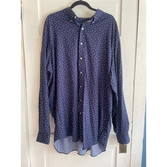 Ralph Lauren Polo Men's 2XL Tall Performance Button Down Long Sleeve Shirt Navy - Picture 1 of 6